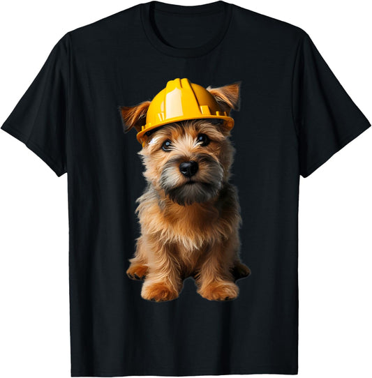 Norfolk Terrier Dog Yellow Hard Hat Helmet Worker Engineer T-Shirt