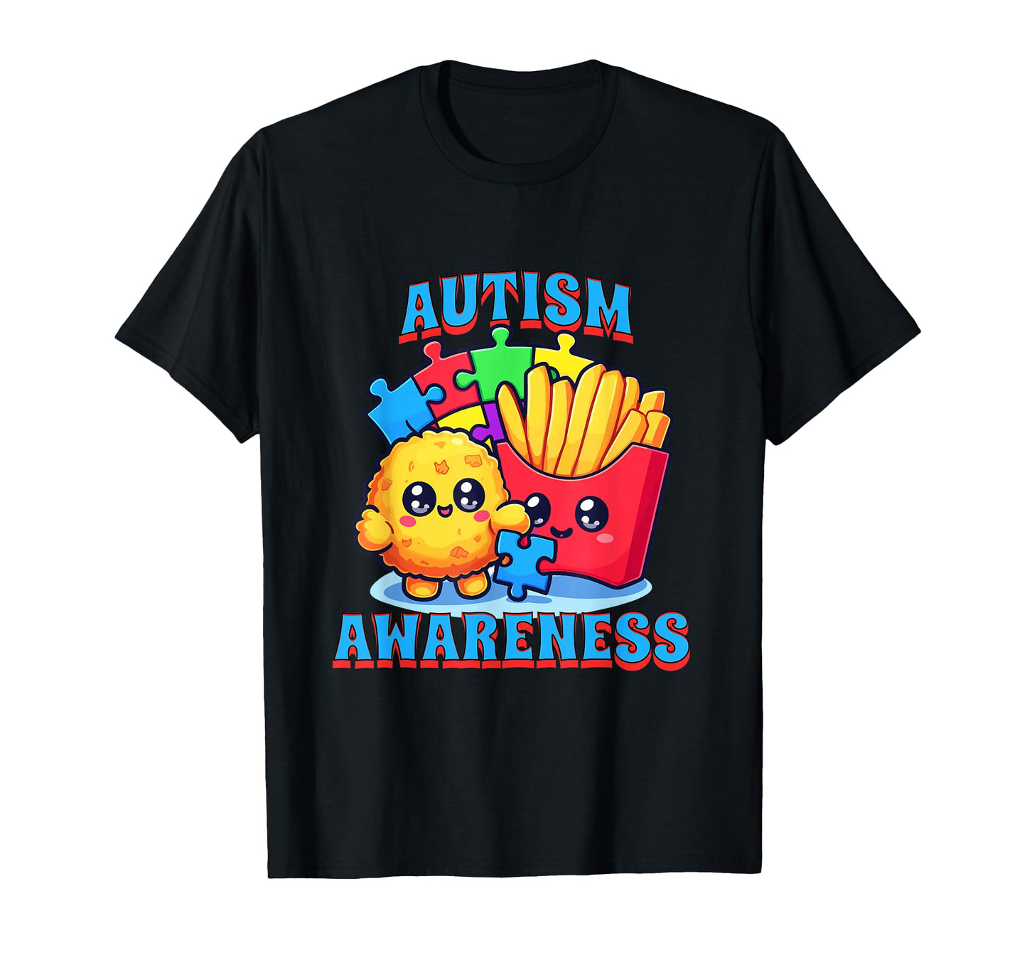 Chicken Nugget and French Fries Autism Awareness T-Shirt