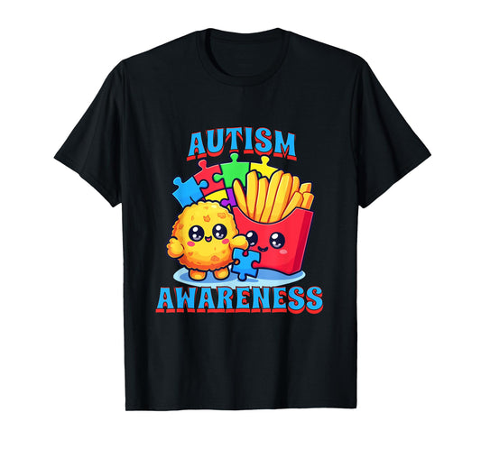Chicken Nugget and French Fries Autism Awareness T-Shirt