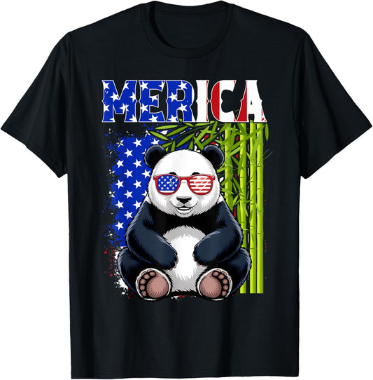 Merica 4th of July Funny Panda Bear T-Shirt