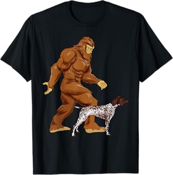 Funny Bigfoot Walking German Shorthaired Pointer Sasquatch T-Shirt