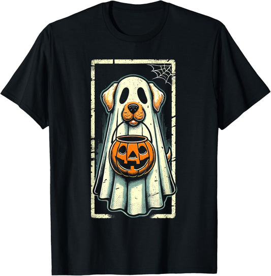 Cute Ghost Dog Men Women Kids Halloween Funny Ghost T-Shirt