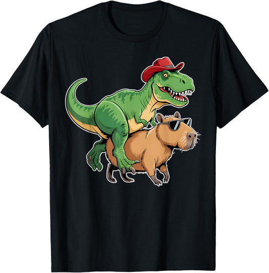 Dinosaur Capybara Lover Cute Graphic Tee Toddler Boys Kids T-Shirt