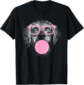Cute Golden Retriever Tee Wears Glasses And Eats Gum women T-Shirt