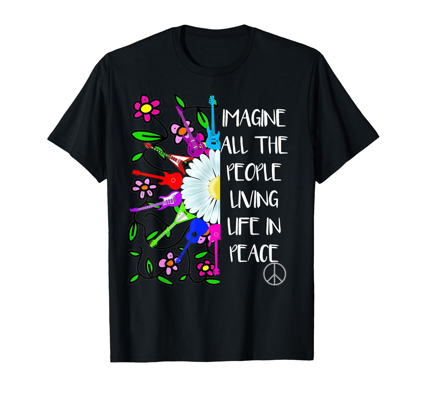 Imagine Peace Groovy Hippie Colorful 70s Folk Rock Music T-Shirt