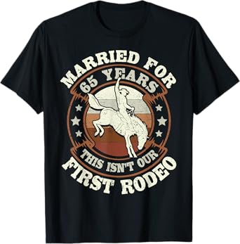 65 Years Married Cowboy 65th Wedding Anniversary Rodeo T-Shirt