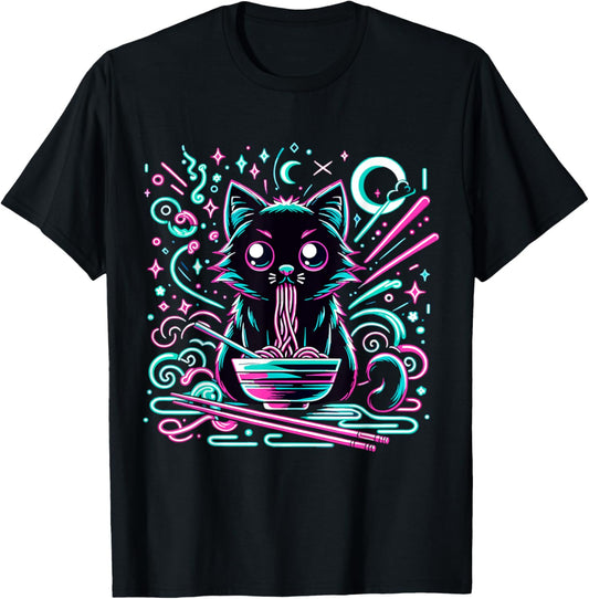 Cat Retro Japanese Noodles Aesthetic Kawaii cat T-Shirt