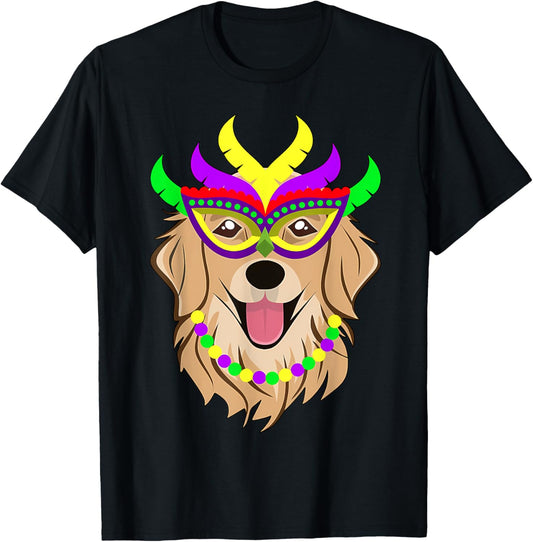Mardi Gras Golden Retriever Bead Dog Parade New Orleans T-Shirt