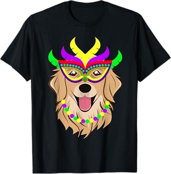 Mardi Gras Golden Retriever Bead Dog Parade New Orleans T-Shirt