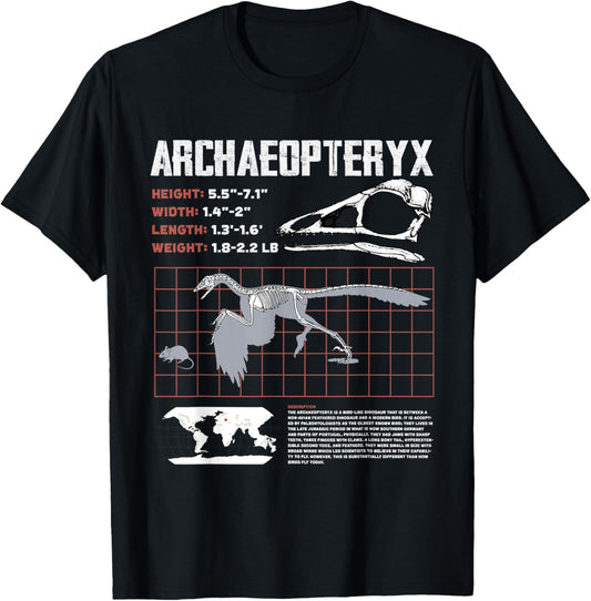 Archaeopteryx Dinosaur Facts Sheet Fossils Data T-Shirt