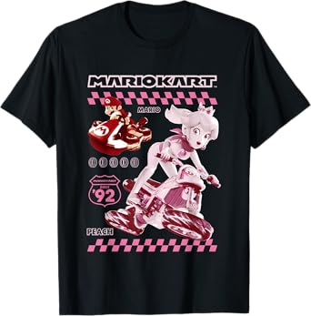 Mario Kart 8 Princess Peach & Mario Racing Poster T-Shirt