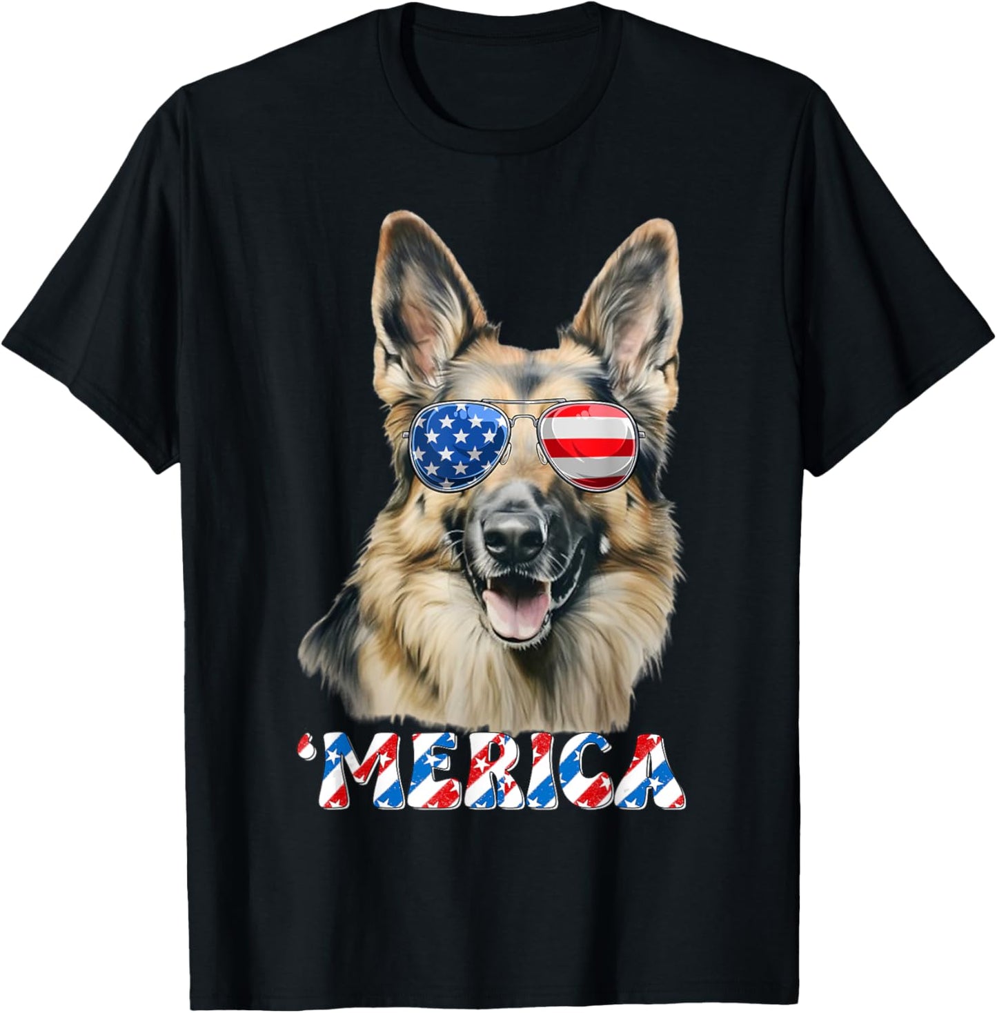 German Shepherd Dog Merica US Flag 4Th Of July Patriotic T-Shirt