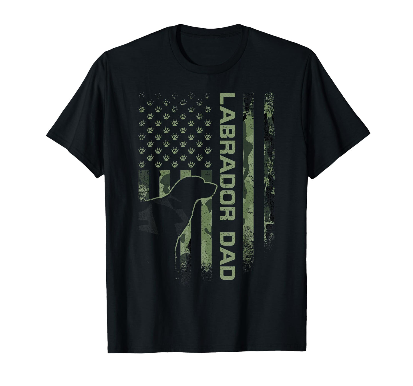 USA Camo Flag Proud Labrador Retriever Dad Lab Silhouette T-Shirt