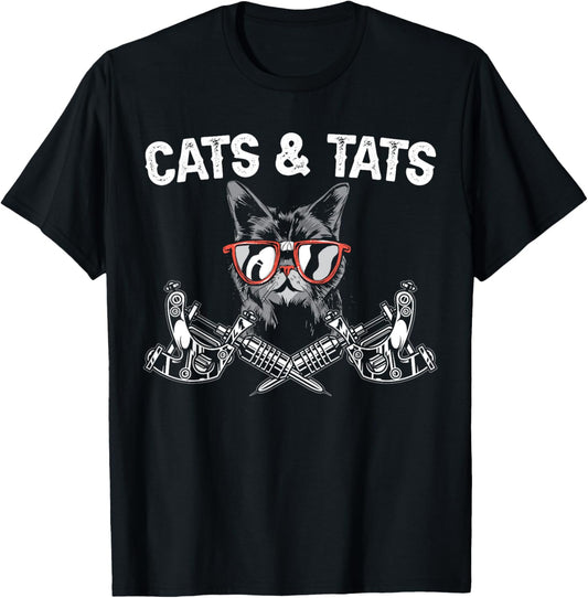 Cats And Tats Inking Tattoo Lover Tattooing Kitty Owner T-Shirt