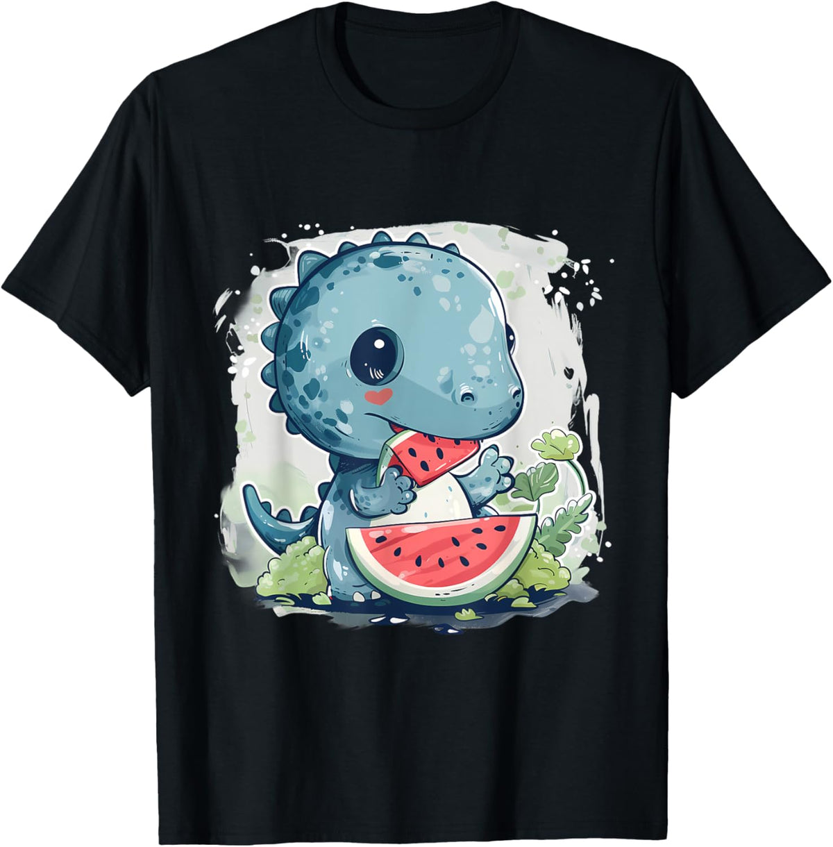 Watermelon Dinosaur Drawing Watermelon Fruit Animal Art T-Shirt