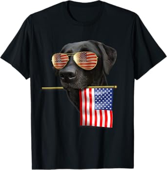 4th of July Shirt Fun American Flag Labrador Dog Lover Gift T-Shirt