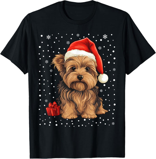 Yorkshire Dog Christmas Santa Hat Yorkie Xmas Pajama T-Shirt