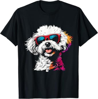 Bichon Frise Sunglasses Funny Cute Dog Mom Dad T-Shirt