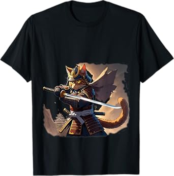 Samurai Cat Katana T-Shirt