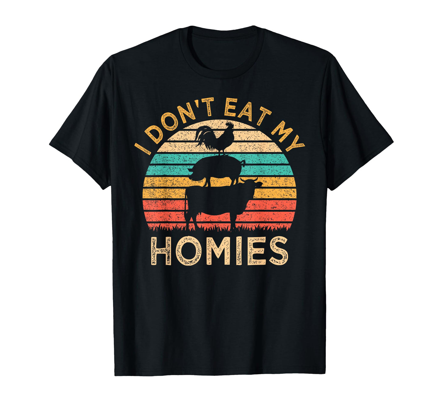 Vegetarian I Don't Eat My Homies Funny Vegan Retro T-Shirt