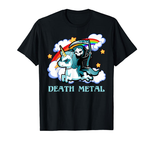 Funny Rainbow Skeleton Unicorn Death Metal Music Festival T-Shirt