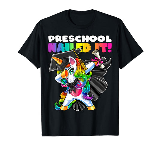Dabbing Unicorn Preschool Graduation Cap Gown Gift Girls T-Shirt