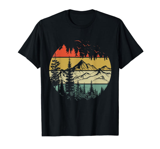Retro Forest Trees Outdoors Nature Women Men Vintage Graphic T-Shirt