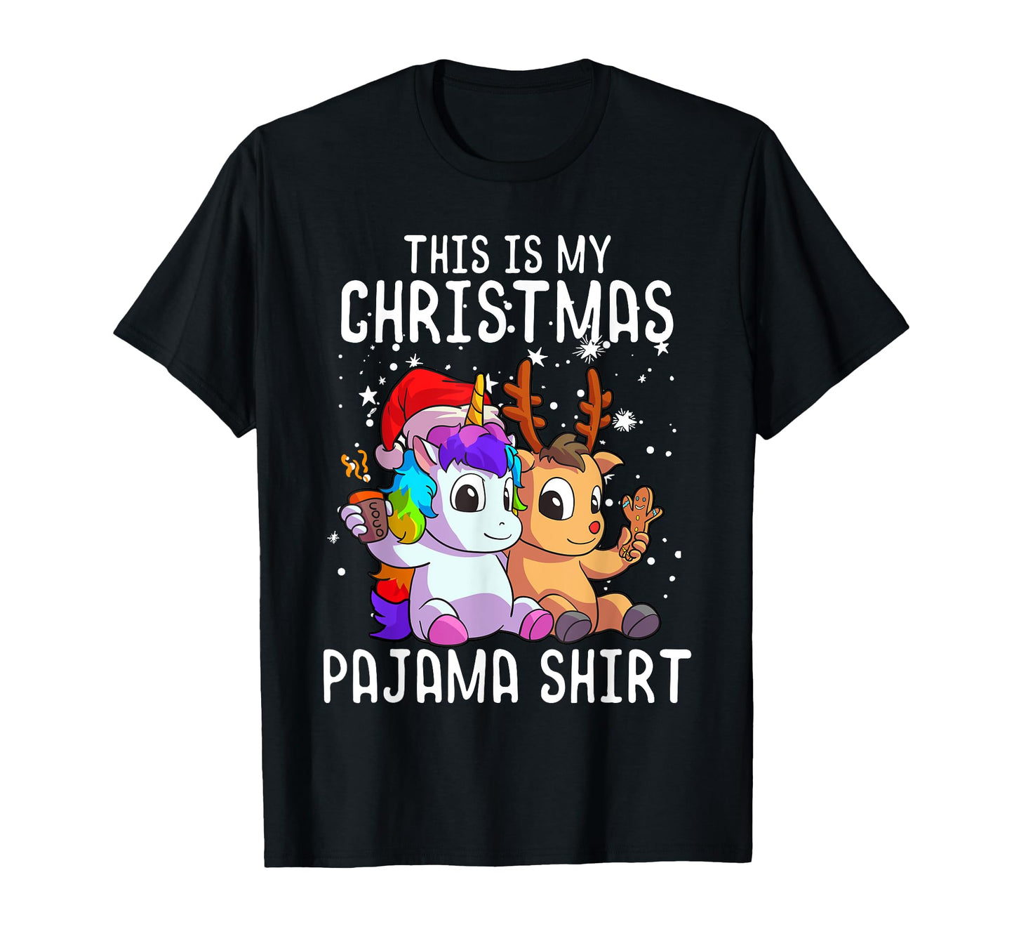 Unicorn Christmas Pajama Shirt Reindeer Unicorn Lover Gift T-Shirt