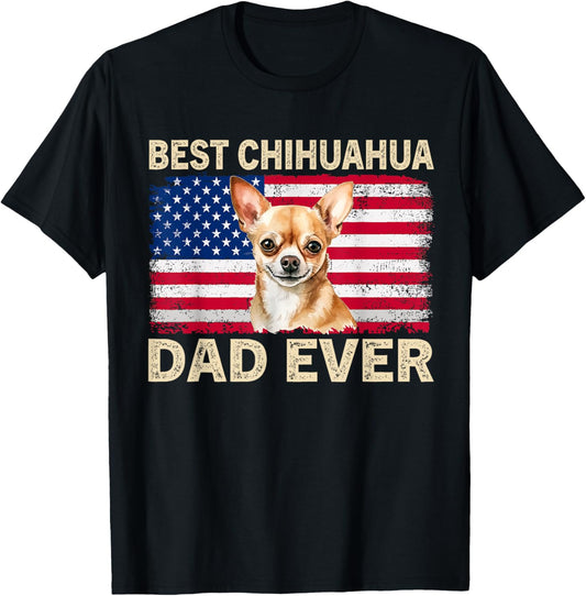 Best Chihuahua Dad Ever Usa American Flag Father's Day Dog T-Shirt