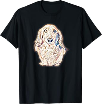 Long Hair Dachshund Gifts Cute Sausage Dog Women Men T-Shirt