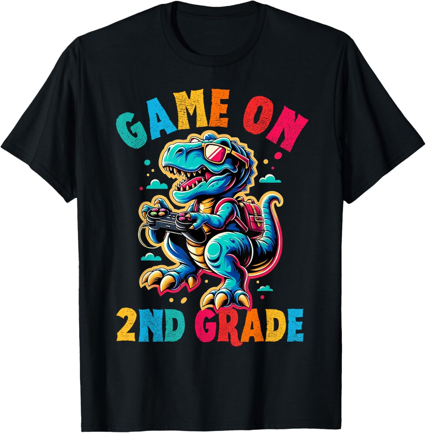 Dinosaur video games back to School 2nd grade boys Game on T-Shirt