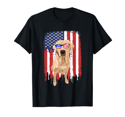 Labrador Retriever Shirt Independence Day 4th July USA Flag T-Shirt