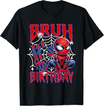 Bruh It's My Birthday Funny Spider Birthday For Boys Kids T-Shirt