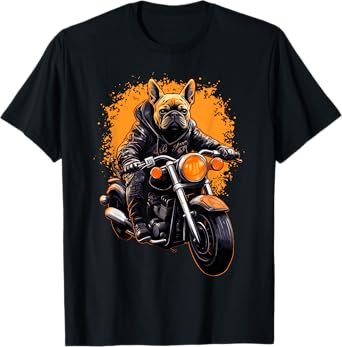 French Bulldog Frenchie Biker Motocross Motorcycle Biking Men Women Girls Kids T-Shirt
