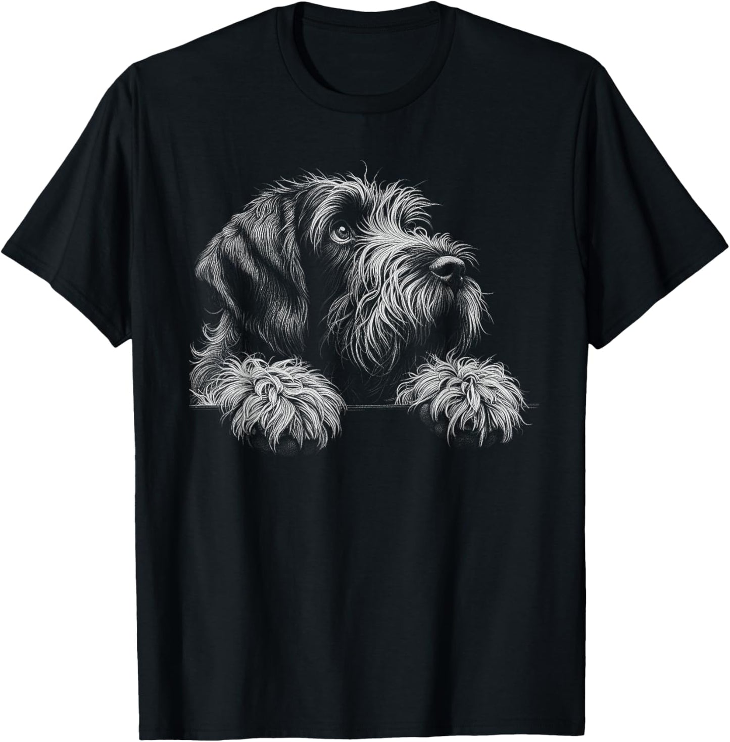 Wirehaired Pointing Griffon Peeking Dog Art Design T-Shirt