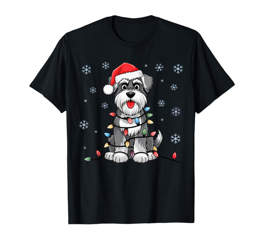 Standard Schnauzer Christmas Lights Xmas Dogs Gifts for Men T-Shirt