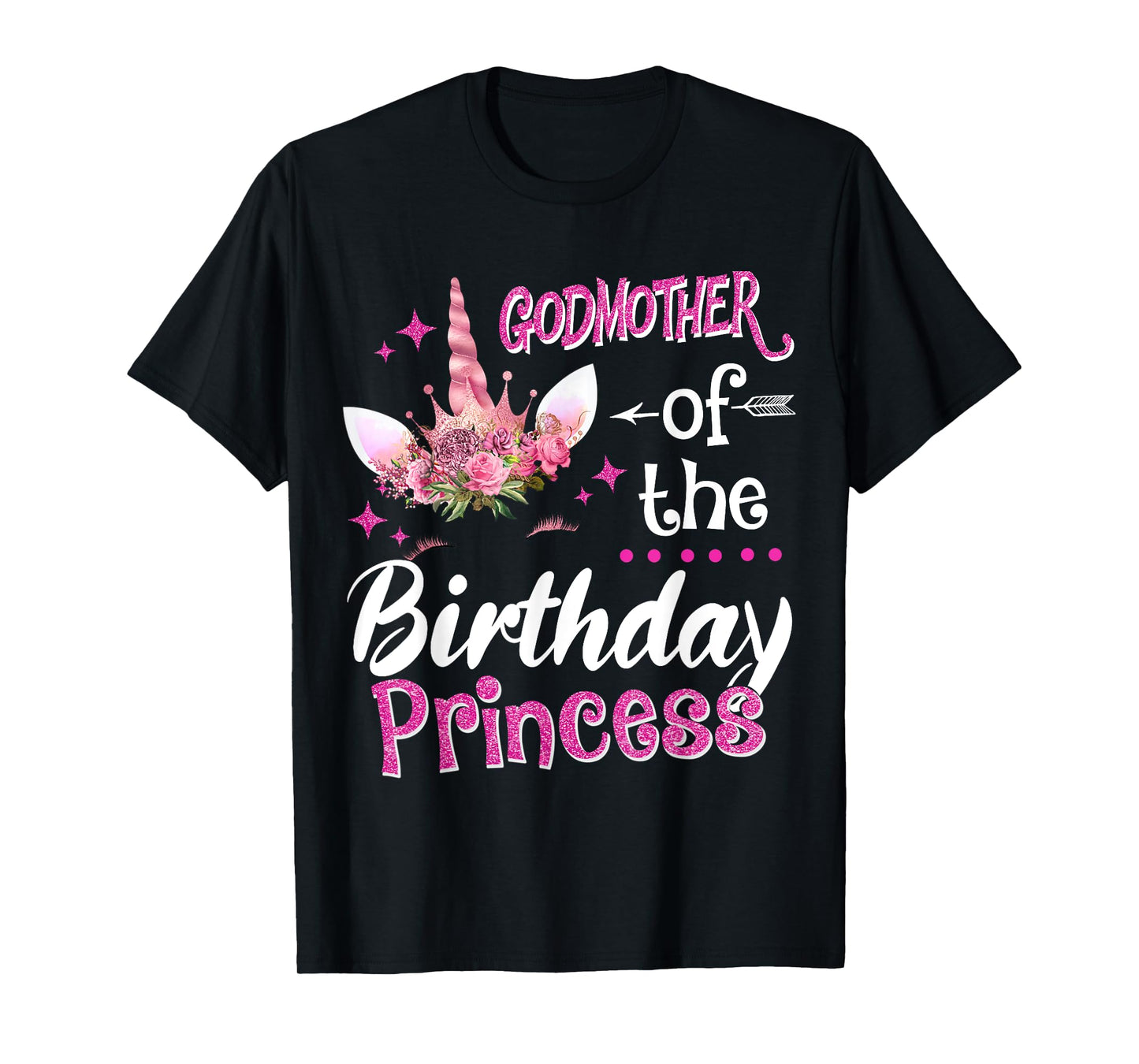 Godmother Of The Birthday Princess Unicorn Flower Mommy T-Shirt