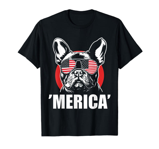 American Flag Merica French Bulldog 4th Of July kids women T-Shirt