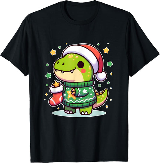 Santa dinosaur Funny cute xmas funny christmas T-Shirt