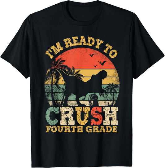 I'm Ready To Crush 4th Grade Dinosaur Back To School Boys T-Shirt