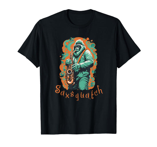 Saxsquatch Bigfoot Saxophone Player T-Shirt