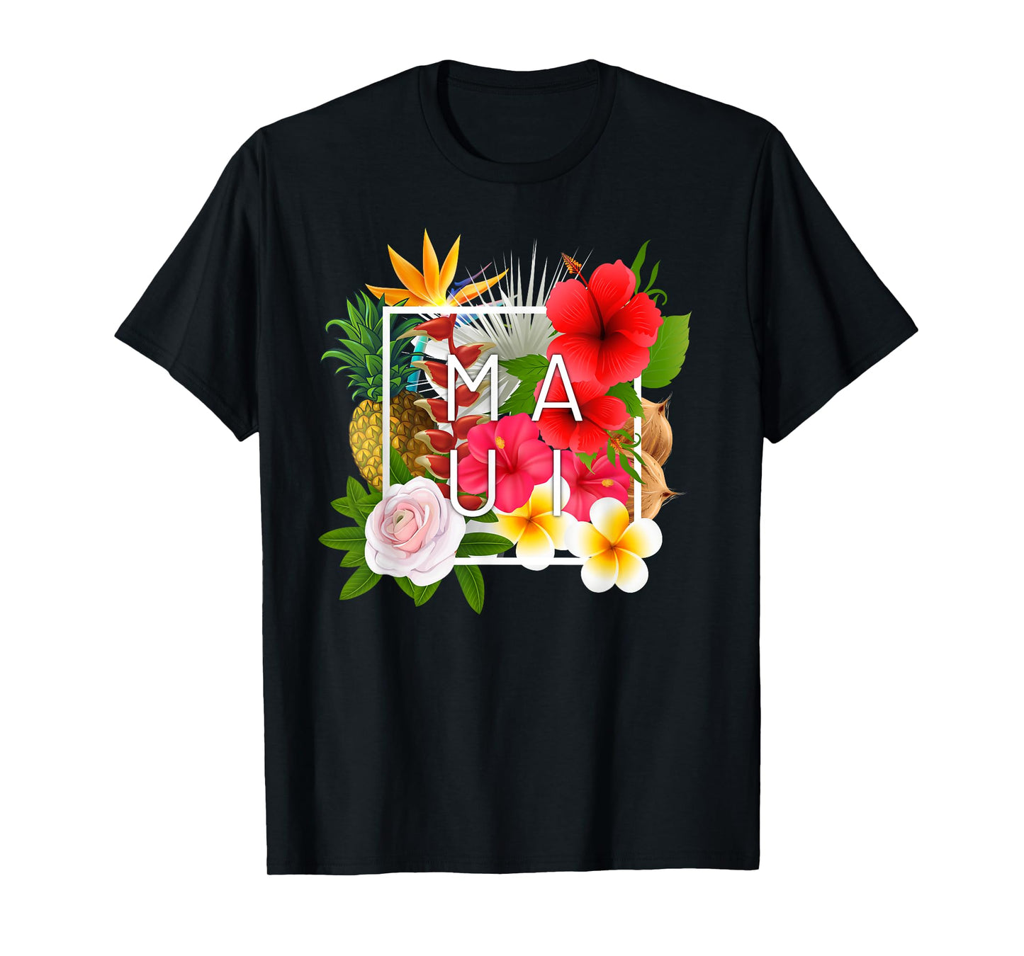 Flowers of Maui Word Art - Hawaiian Island Souvenir T-Shirt