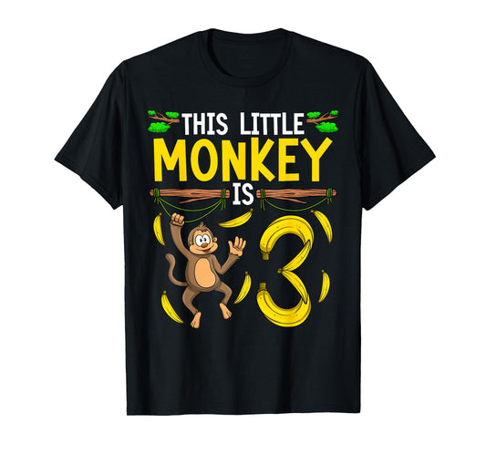 Monkey Birthday Shirt 3rd Monkey Theme Party Kids T-Shirt