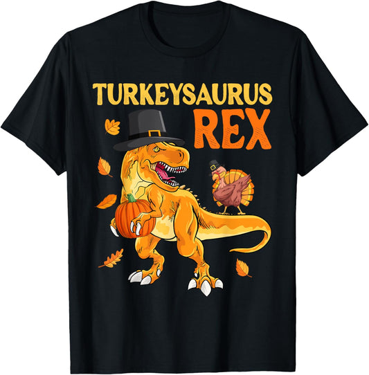 Turkeysaurus Rex Turkey Dab Dino Boys Toddler Thanksgiving T-Shirt