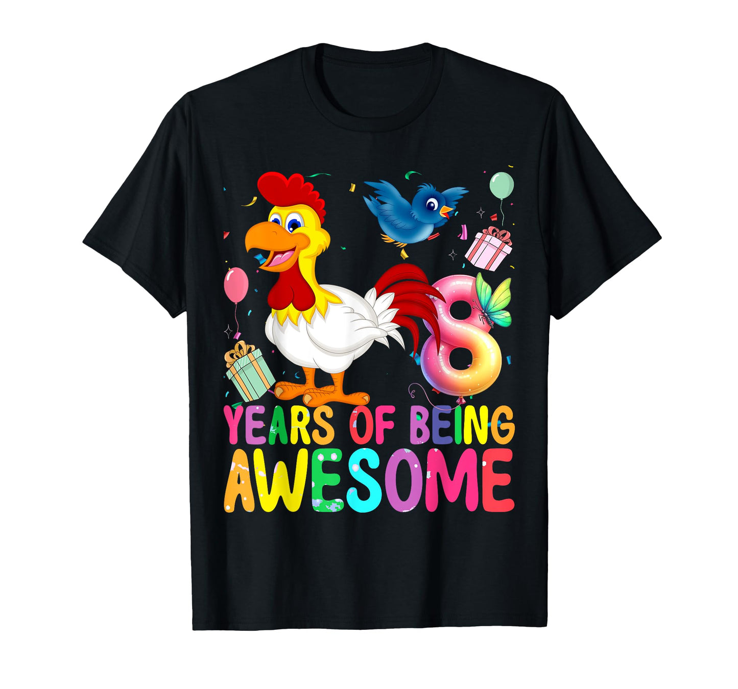 8 Years Old Chicken 8th Birthday Girl Chicken Party T-Shirt