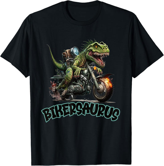 Dinosaur Riding Motorcycle s 'BIKERsaurus' Dinosaur T-Shirt