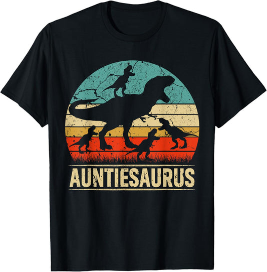 Auntie Dinosaur T Rex Auntiesaurus 4 kids Family Matching T-Shirt