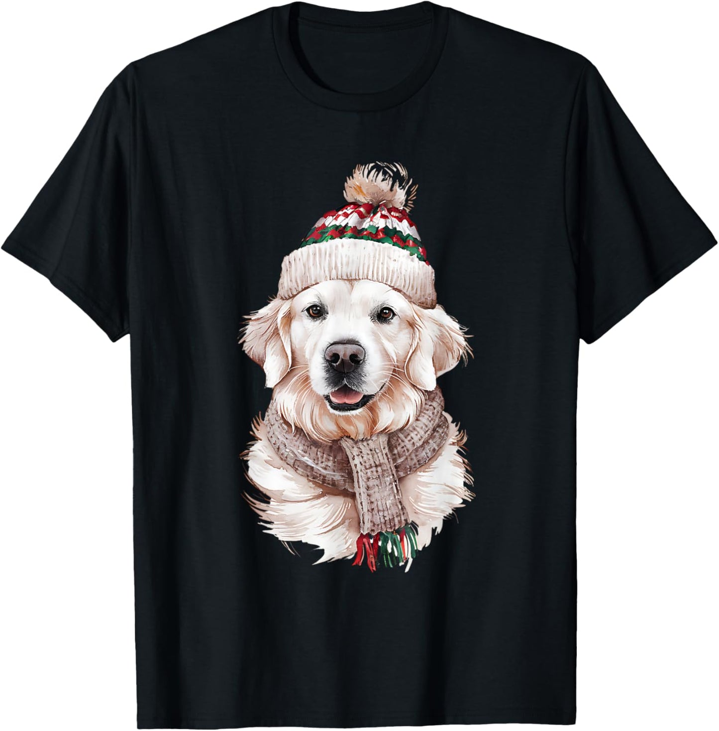 White English Cream Golden Retriever Mom Dog Puppy Christmas T-Shirt