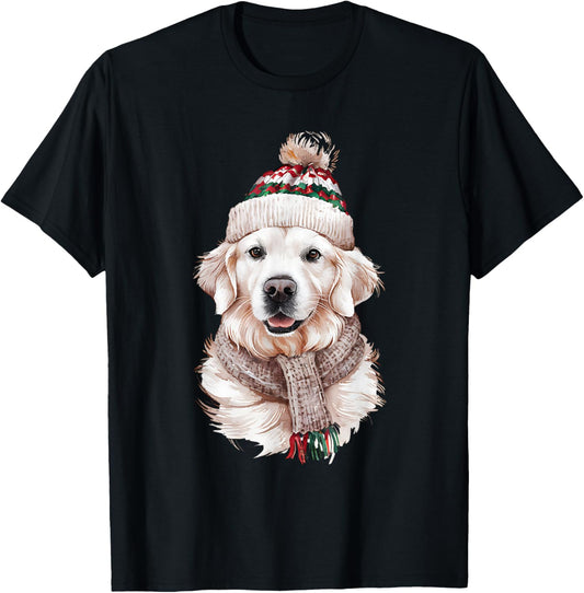 White English Cream Golden Retriever Mom Dog Puppy Christmas T-Shirt
