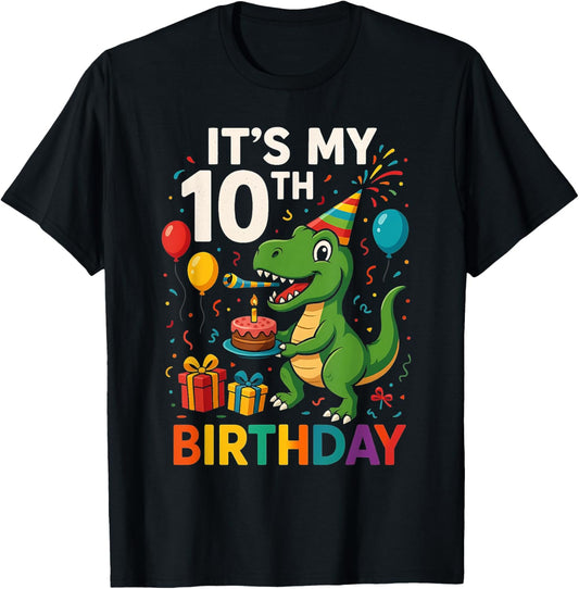 It’s My 10th Birthday Dinosaur Party Fun for Girl and Boy T-Shirt